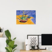Poster Vincent van Gogh - Bateaux de pêche sur la plage (Bureau à domicile)