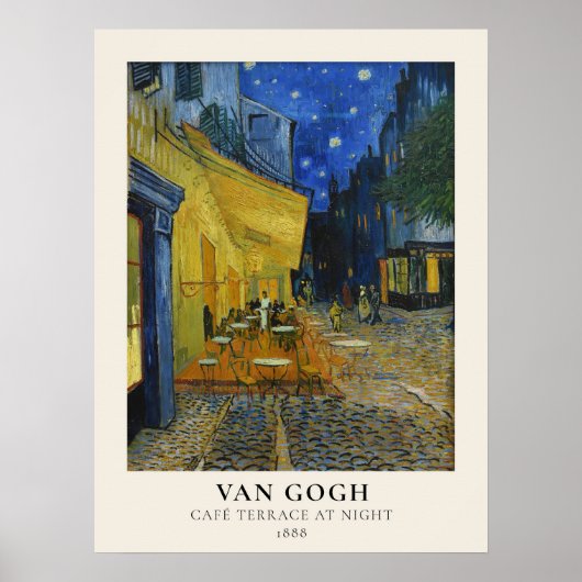 Poster Vincent Van Gogh Célèbre Café Terrasse en soirée (Devant)
