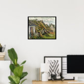Poster Vincent van Gogh | Chalets à chaume en Chaponval (Bureau à domicile)