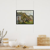 Poster Vincent van Gogh | Chalets à chaume en Chaponval (Cuisine)