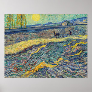 Poster Vincent van Gogh - Champ avec des agriculteurs lab