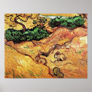 Poster Vincent Van Gogh - Champ Avec Deux Lapins Art Fine
