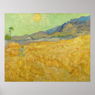 Poster Vincent van Gogh - Champ de blé avec un moissonneu