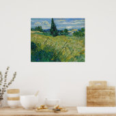 Poster Vincent van Gogh Champ de blé vert avec Cypress (Cuisine)