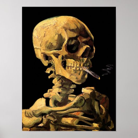 Poster Vincent Van Gogh - Crâne avec cigarette brûlante (Devant)