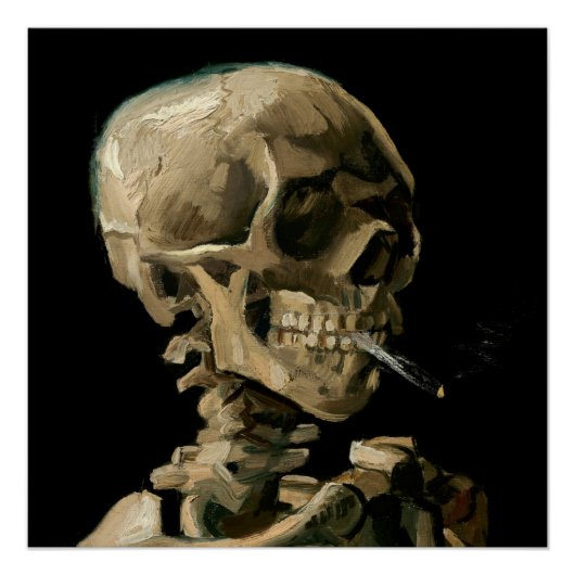 Poster Vincent van Gogh - Crâne avec cigarette brûlante (Devant)
