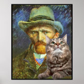 Poster Vincent van Gogh et son chat (Devant)