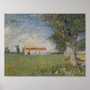 Poster Vincent van Gogh - Farmhouse in a Wheat Field