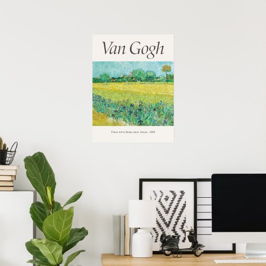 Poster Vincent van Gogh Field avec Irises Art Imprimer Re (Bureau à domicile)