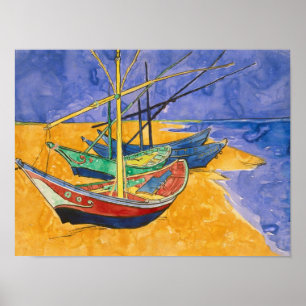 Poster Vincent van Gogh Fishing Boats on the Beach