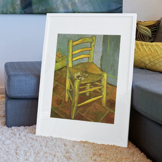 Poster Vincent van Gogh - La chaise de Vincent avec sa pi