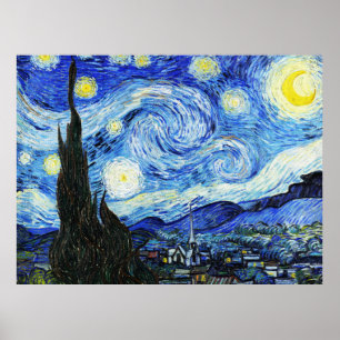 Poster Vincent Van Gogh, La Nuit étoilée peinture
