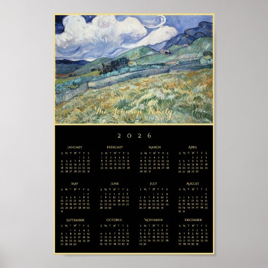 Poster Vincent Van Gogh Landscape France 2026 Calendar (Devant)