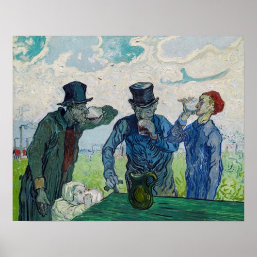 Poster Vincent van Gogh - Les Buveurs, d'après Daumier (Devant)