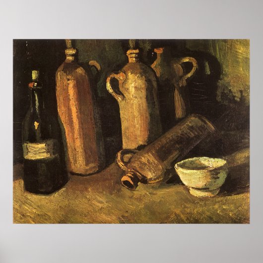 Poster Vincent van Gogh - Nature morte avec 4 bouteilles (Devant)