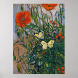 Poster Vincent van Gogh - Papillons et papillons<br><div class="desc">Papillons et pavots - Vincent van Gogh,  Huile sur toile,  1890</div>