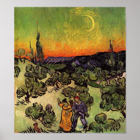 Poster Vincent Van Gogh Paysage de Moonlit (Devant)