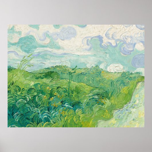 Poster Vincent Van Gogh peinture Champ de blé vert  (Devant)