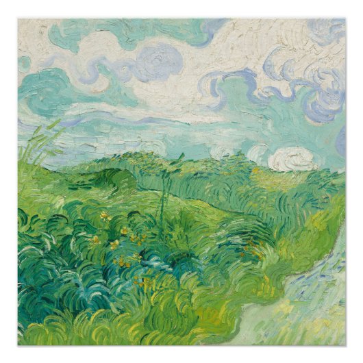 Poster Vincent Van Gogh peinture Champ de blé vert  (Devant)