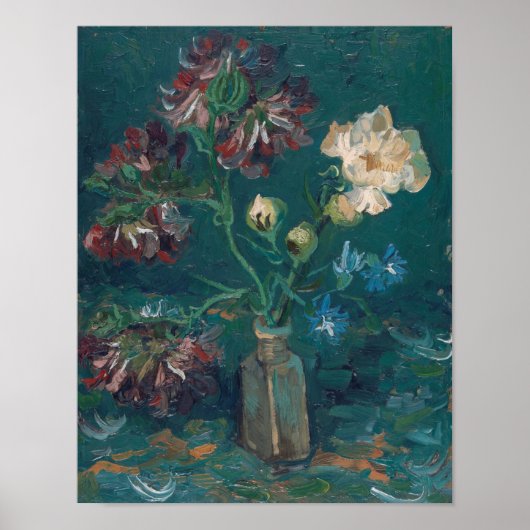 Poster Vincent Van Gogh - Petite bouteille avec pivoines (Devant)