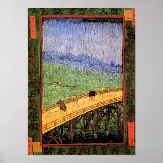 Poster Vincent Van Gogh - Pont Dans La Pluie Art Japonais (Devant)