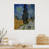 Poster Vincent Van Gogh Road avec Cypress & Star Painting (Cuisine)