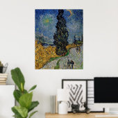 Poster Vincent Van Gogh Road avec Cypress & Star Painting (Bureau à domicile)