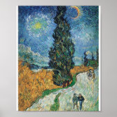 Poster Vincent Van Gogh - Road with Cypress and Star (Devant)