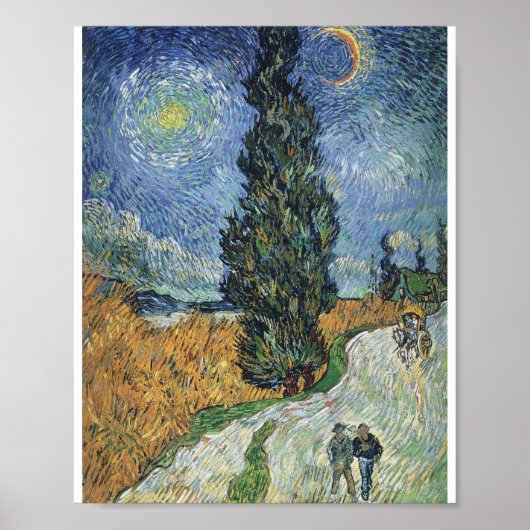 Poster Vincent Van Gogh - Road with Cypress and Star (Devant)