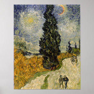 Poster Vincent van Gogh  Route avec Cyprès, 1890