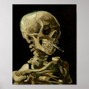 Poster Vincent Van Gogh Skeleton avec une cigarette brûla