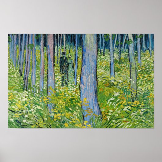 Poster Vincent van Gogh - Sous-bois avec deux personnages (Devant)