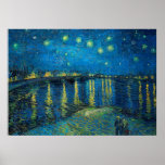 Poster Vincent Van Gogh Starry Night Over the Rhone<br><div class="desc">Van Gogh Masterpiece Starry Night - A painting by Vincent Van Gogh,  Starry Night Over the Rhone,  shows a night filled with stars,  and a bridge. Painted in Arles France at night time,  painted in 1888.</div>