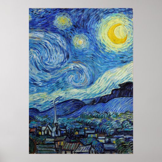 Poster Vincent Van Gogh Starry Nuit Vintage Art (Devant)