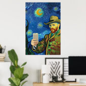 Poster Vincent Van Gogh Starry Selfie Nuit Par Ricaso (Bureau à domicile)