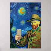 Poster Vincent Van Gogh Starry Selfie Nuit Par Ricaso (Devant)