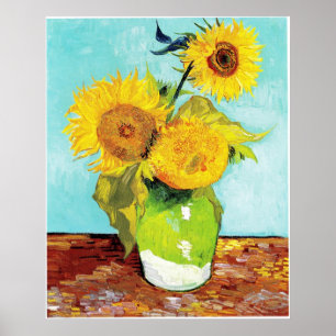Poster Vincent van Gogh Sunflowers Vase Premier Turquoise