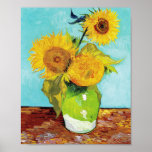 Poster Vincent Van Gogh Trois tournesols dans un vase<br><div class="desc">Vincent Van Gogh Trois tournesols dans un vase</div>