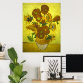 Poster Vincent van Gogh - Vase 12 Tournesols (Bureau à domicile)
