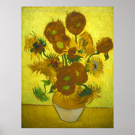 Poster Vincent van Gogh - Vase 12 Tournesols (Devant)