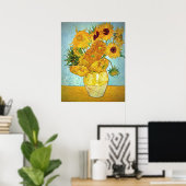 Poster Vincent van Gogh - Vase avec 12 tournesols (Bureau à domicile)