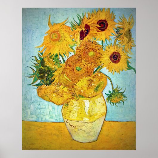 Poster Vincent van Gogh - Vase avec 12 tournesols (Devant)