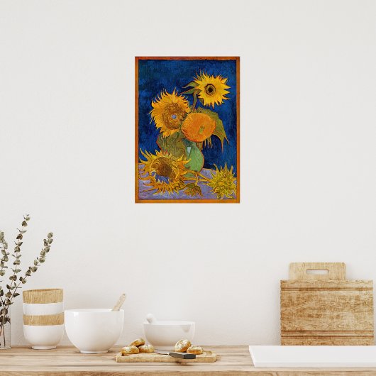 Poster Vincent van Gogh - Vase avec cinq tournesols (Cuisine)