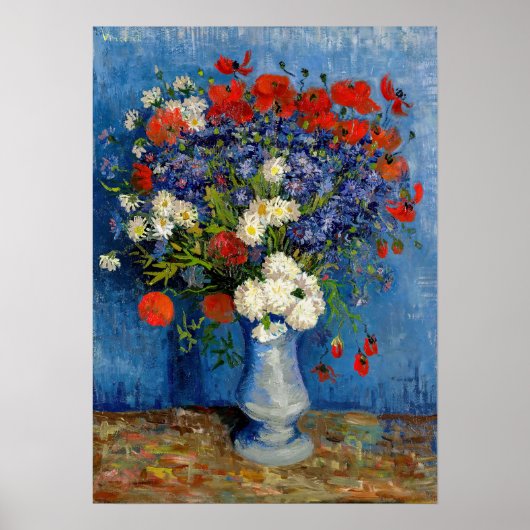 Poster Vincent van Gogh - Vase avec Cornflowers & Poppies (Devant)