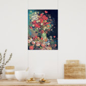 Poster Vincent Van Gogh - Vase avec des pavots, des fleur (Cuisine)
