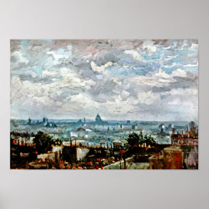 Poster Vincent Van Gogh - View Of The Roofs Of Paris