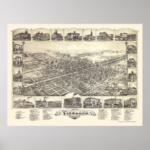 Poster Vineland, NJ Carte panoramique - 1885