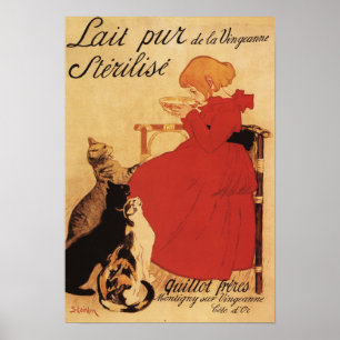Poster Vingeanne Milk Girl avec chats