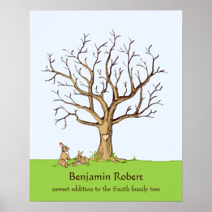 Poster Vingerafdrukstructuur baby (kleur, Bunnies)