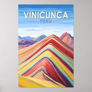 Poster Vinicunca Pérou Travel Art Vintage